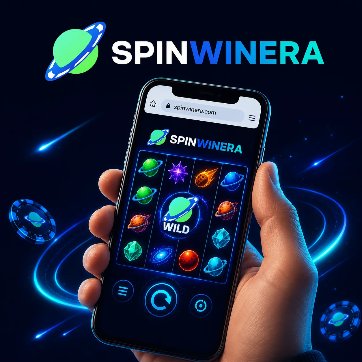SpinWinera Lobby im Hochformat auf einem Smartphone-Display